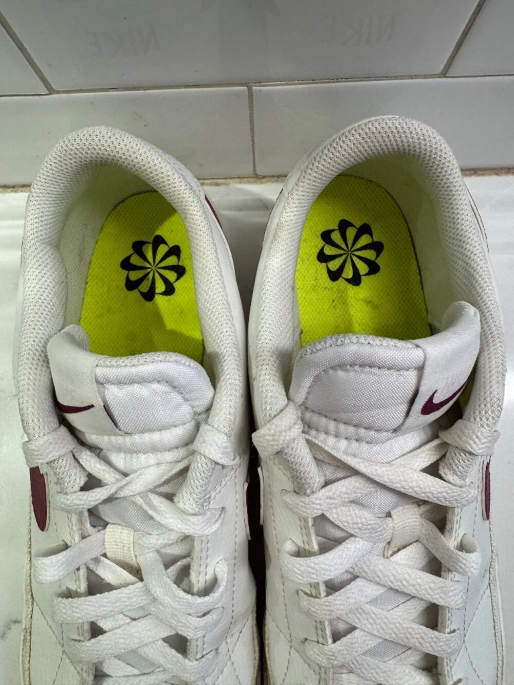 Nike Court Legacy Next Nature White Rosewood Leather Low Top Lace Up Sneakers Me